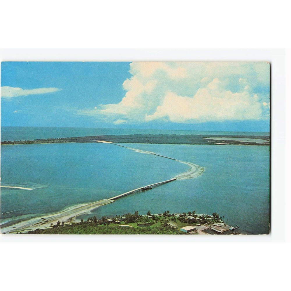 Sanibel Island Causeway Florida Aerial View Vintage Chrome Postcard 91497-B